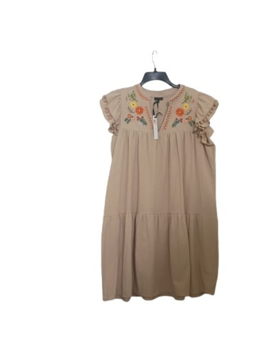 Coco + Carmen Boho Floral Embroidered V-Neck Pom Pom Freya Tier Dress L/XL New! - Picture 7 of 12
